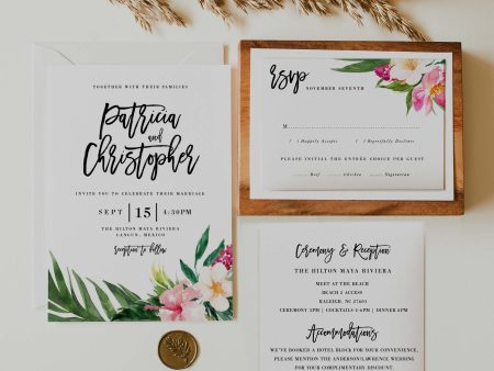 Tropical Floral Wedding Invitation | PDF Template Cheap