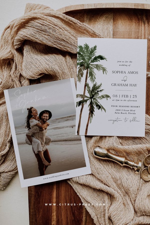 Palm Tree Wedding Invitation | Printable Template Hot on Sale