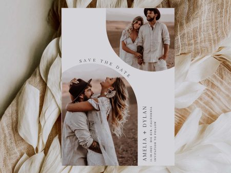 Double Arch Photo Save The Date Wedding Invitation, Printable DIY Template Hot on Sale