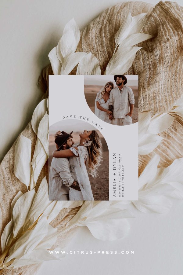 Double Arch Photo Save The Date Wedding Invitation, Printable DIY Template Hot on Sale