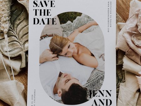 Minimal Oval Photo Save the Date | Printable Template Discount