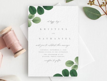 Greenery Leaf Eucalyptus Wedding Invitation | PDF Template Discount