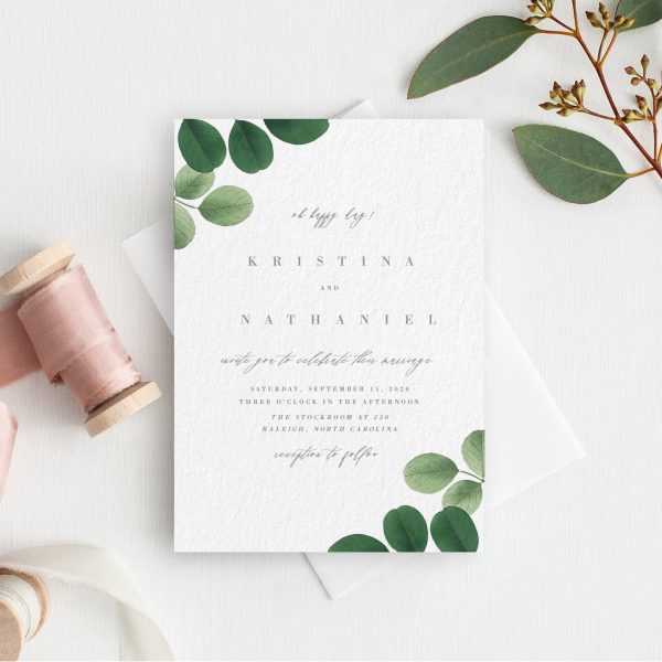 Greenery Leaf Eucalyptus Wedding Invitation | PDF Template Discount