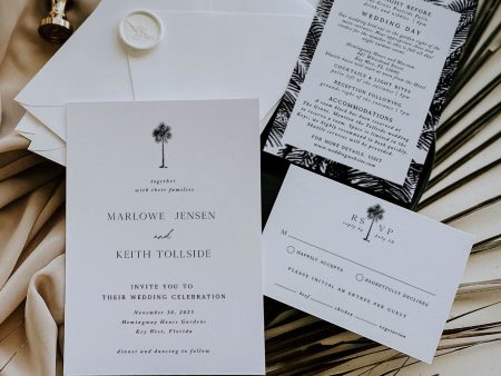 Modern Palm Tree Tropical Wedding Invitation | PDF DIY Template Sale