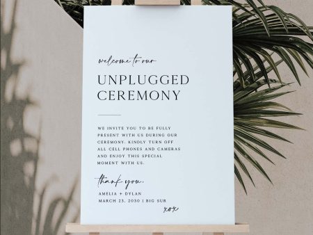 Unplugged Ceremony Welcome Sign 36x24  | Printable Template Fashion