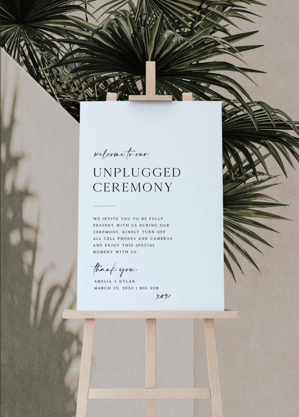 Unplugged Ceremony Welcome Sign 36x24  | Printable Template Fashion