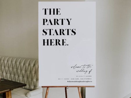 Party Starts Here Welcome Sign Wedding Reception | Printable Template Cheap