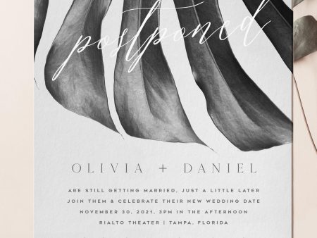 Modern Tropical Changed the Date Wedding Invitation | Save the Date | PDF Template Supply