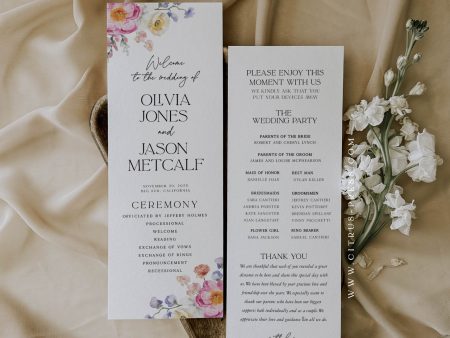 Floral Wedding Wedding Program | Printable Template For Discount