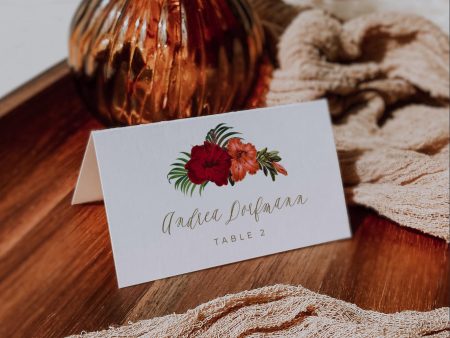 Tropical Flower Reception Place card | Printable Template For Cheap