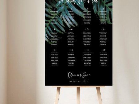 Dark Moody Tropical Wedding Seating Chart  | PDF Template For Cheap