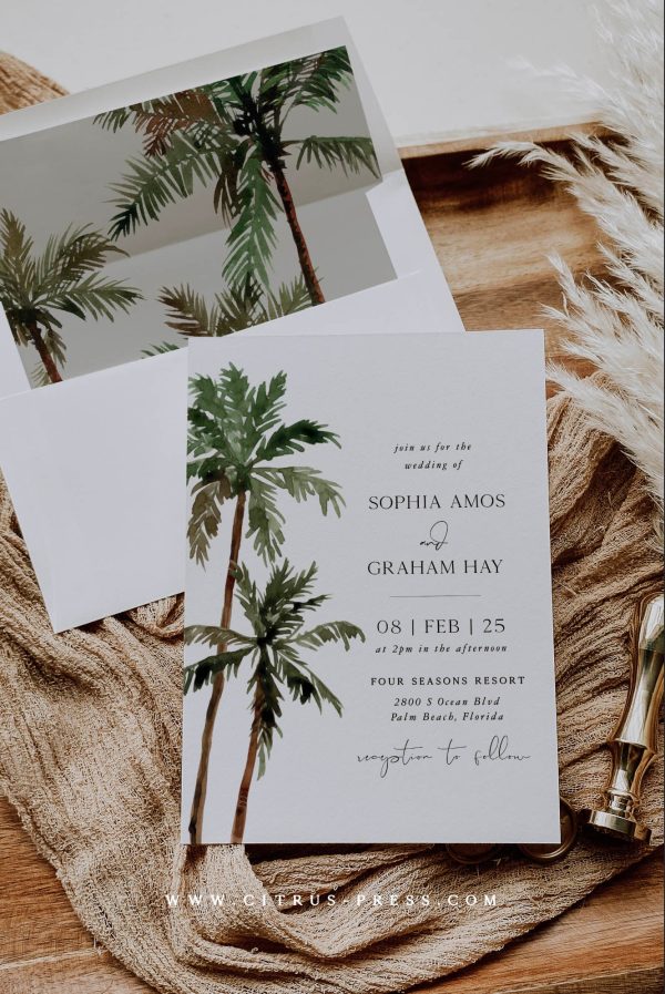 Palm Tree Wedding Invitation | Printable Template Hot on Sale