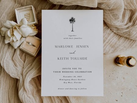 Minimal Palm Tree Tropical Wedding Invitation | Printable Template For Cheap