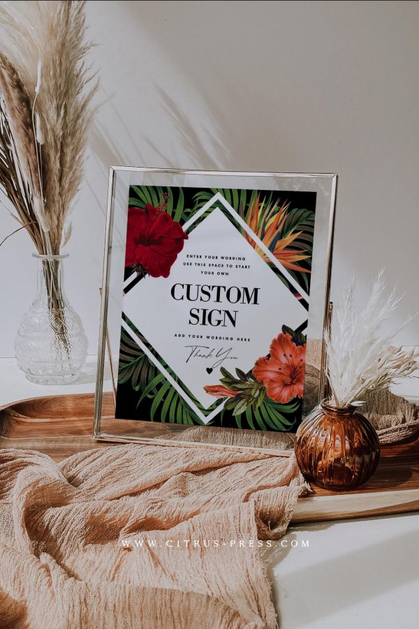 Tropical Destination Wedding Sign | Lacey | Printable Template For Sale