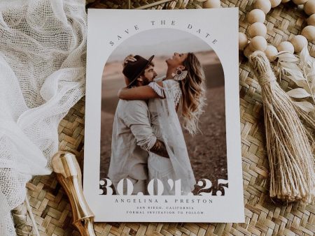 Minimal Arch Photo Save The Date | Printable DIY Template Online