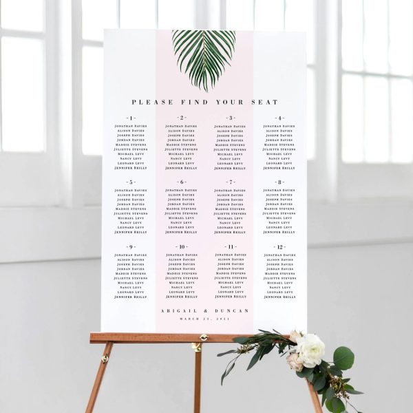 Modern Tropical Wedding Seating Chart  | PDF Template | Abigail Design Sale