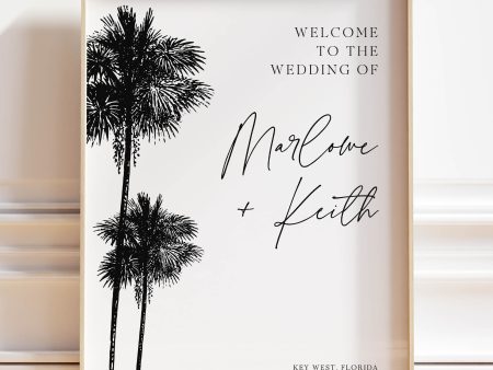 Minimal Tropical Wedding Welcome Sign  | Printable Template Online Sale