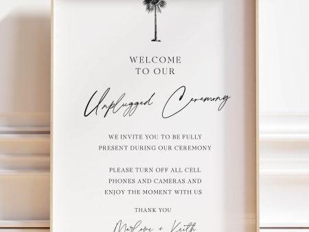 Minimal Tropical Wedding Unplugged Sign | Printable Template For Sale