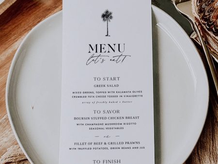 Minimal Tropical Wedding Menu | Printable Template Online