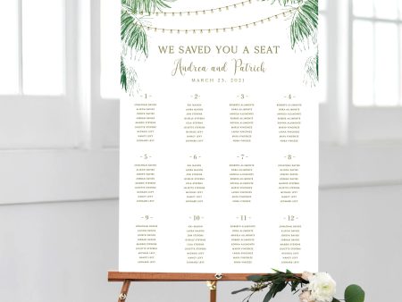 Andrea Tropical Wedding Seating Chart  | PDF Template Hot on Sale