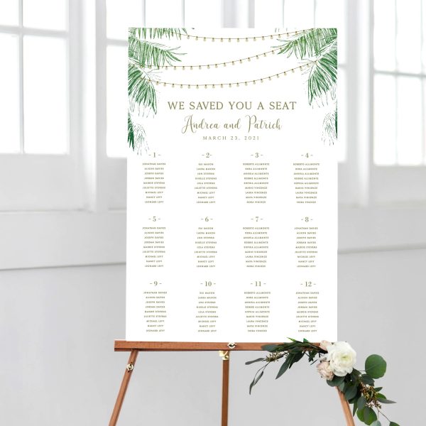 Andrea Tropical Wedding Seating Chart  | PDF Template Hot on Sale