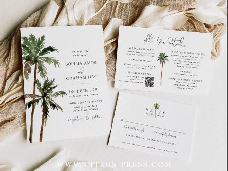 Palm Tree Wedding Invitation | Printable Template Hot on Sale