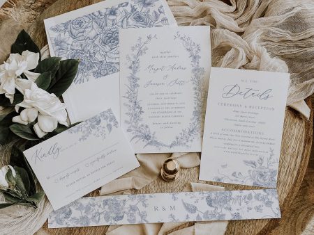 French Blue Floral Invitation Suite | Printable Template For Sale