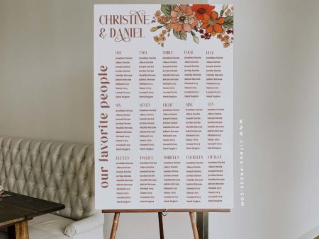 Retro 70s Sign | Wedding Seating Chart | Editable Template For Discount