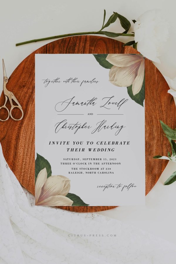 Magnolia Wedding Invitation Printable Template Fashion