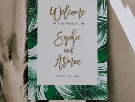 Wedding Reception or Ceremony Sign | Wedding Welcome Sign | Tropical Beach Design | PDF DIY Editable Template | $15 For Sale