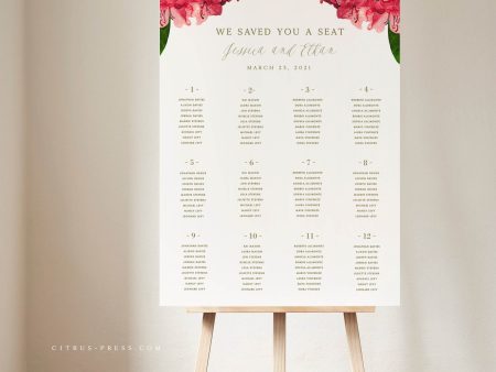 Bougainvillea Tropical Wedding Seating Chart  | PDF Template Online now