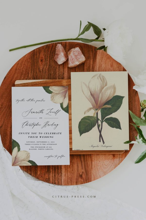 Magnolia Wedding Invitation Printable Template Fashion