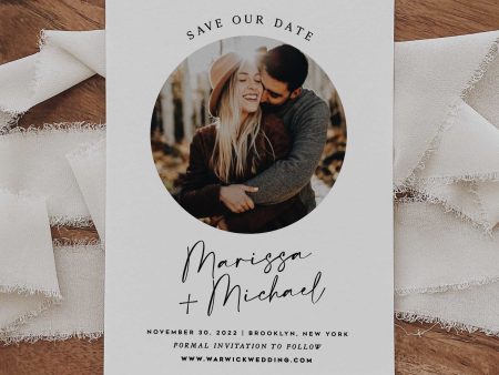 Minimal Circle Photo Wedding Invitation | Save the Date | Printable DIY Template Online Sale