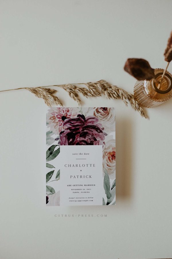 Romantic Floral Wedding Invitation | Save the Date | PDF Template Fashion