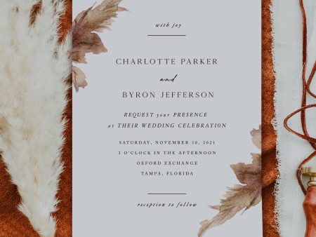 Pampas Grass Wedding Invitation | Printable Template on Sale