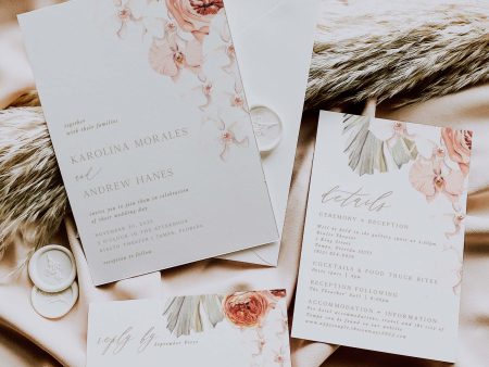 Orchid Tropical Wedding Invitation | PDF DIY Template Supply