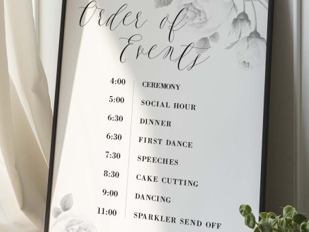 Modern Floral Order of Events Sign | Wedding Welcome Sign | DIY Printable Template Online Sale