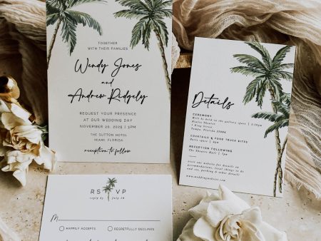 Palm Tree Beach Wedding Invitation Template Discount