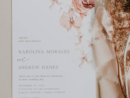 Tropical Orchid Wedding Invitation | Printable Template Discount