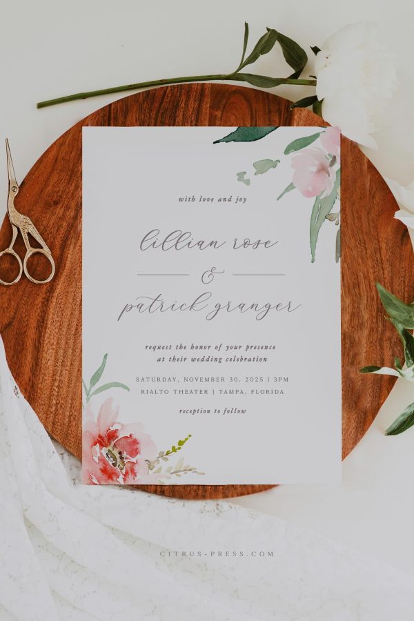 Blush Floral Wedding Invitation | Printable Template Hot on Sale