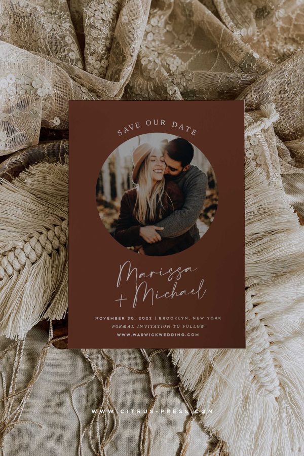 Minimal Circle Photo Wedding Invitation | Save the Date | Printable DIY Template Online Sale