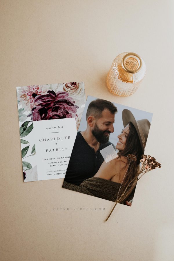 Romantic Floral Wedding Invitation | Save the Date | PDF Template Fashion