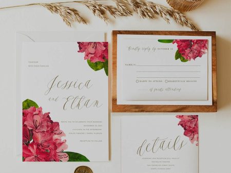 Bougainvillea Tropical Wedding Invitation | PDF DIY Template on Sale