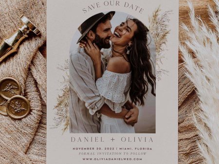 Boho Arch Photo Wedding Invitation | Save the Date | Printable DIY Template Online Sale