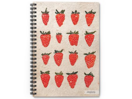 “Strawberries” Spiral Notebook - Ruled Line - by Christy Beasley Supply